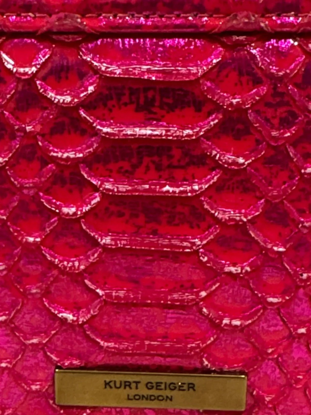 Kurt Geiger Bag Kensington Snake Embossed Sample Sale Pink Textured Crossbody - Picture 10 of 17